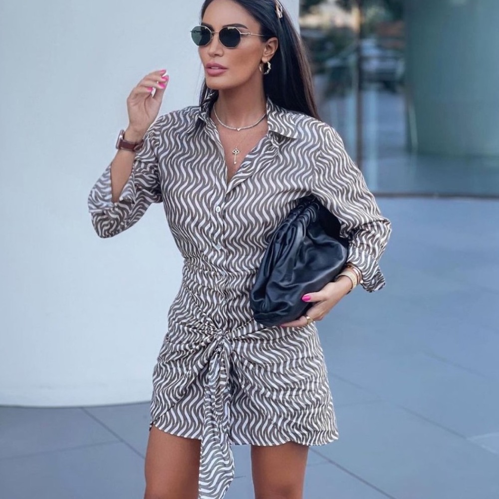 BLOGGER'S FAVE! Zara Print Dress With Knot NWT